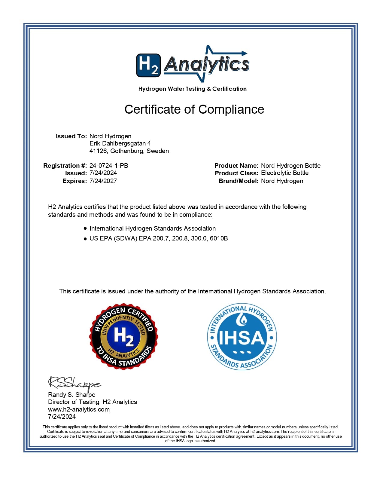 Nord Hydrogen-flaska